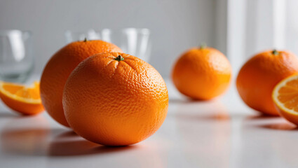 Clean White Table with Fresh Orange and Minimalist Touch for Refreshing Dining Concept