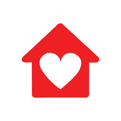 House with heart pictogram. Love home icon.