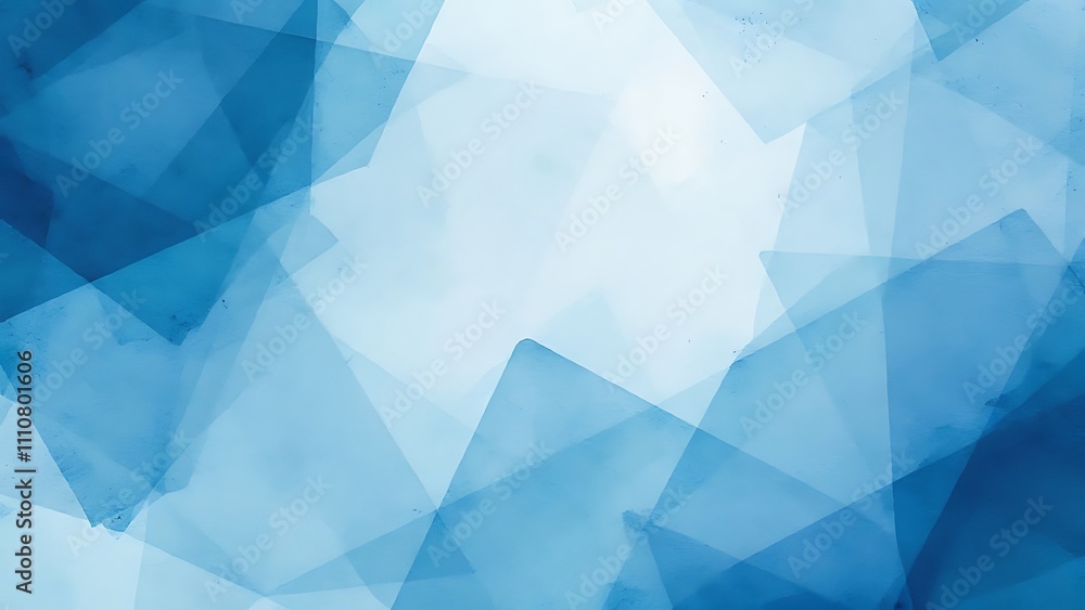 Poster modern abstract blue background design with layers of textured white transparent material in triangl