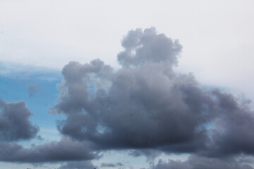 Processed collage Dramatic, blue, cloudy and overcast sky texture. Background for banner, backdrop or texture for 3D mapping