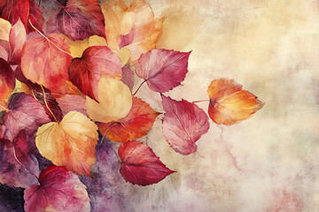 Fototapeta premium Watercolor autumn leaves background