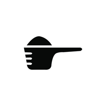 Scoop icon on white background. Silhouette of a protine scoop.