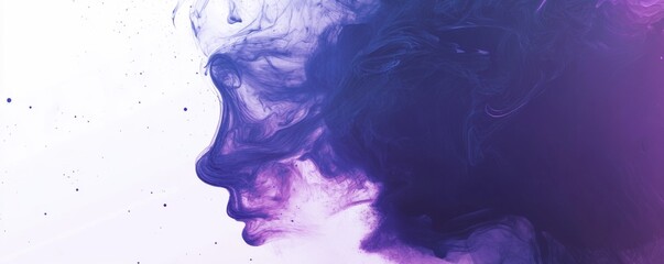 Purple and Blue Smoke Swirls on White Background. Simple, Minimalistic Vectorized Flat Design, High Resolution Digital Art.