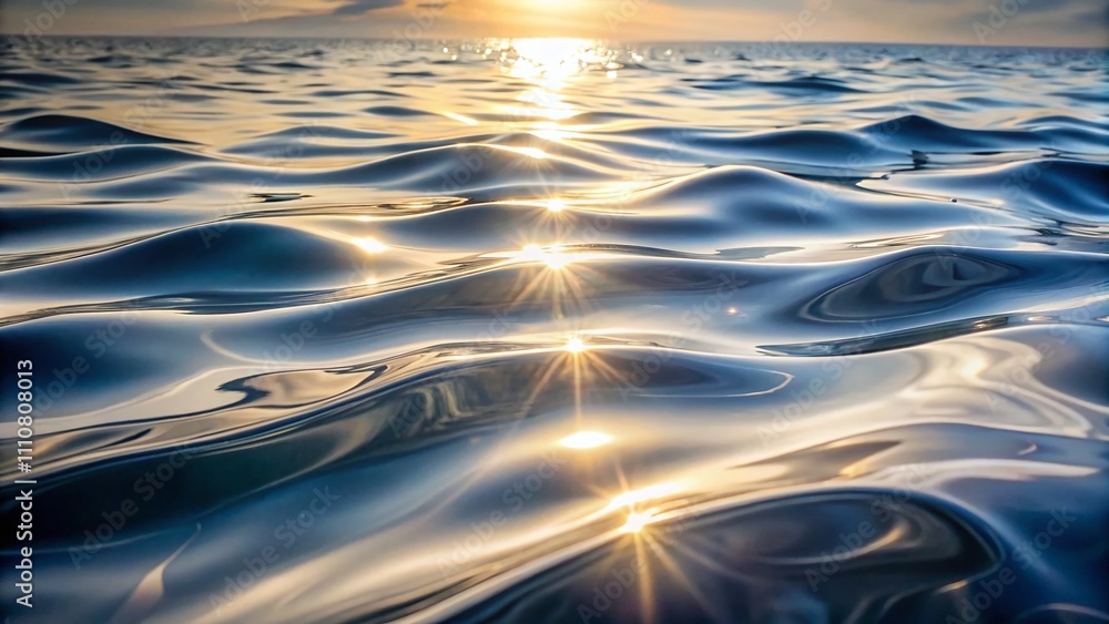 Poster surreal reflection of white and grey ripples: beautiful natural patterns created by sunlight on wate