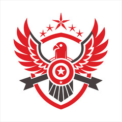 Obraz premium Heraldic Eagle with Shield Emblem - Majestic Vector Illustration for Patriotic and Military Designs