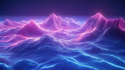 Abstract Digital Landscape with Neon Colors and Vibrant Lighting