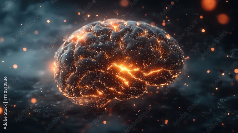 Poster an illustration of the brain with connections lighting up, representing memory retrieval and cogniti