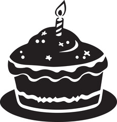 silhouette of a birthday cake with candles 