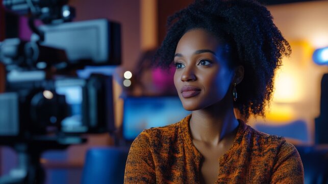 Focused Woman in a Studio Setting