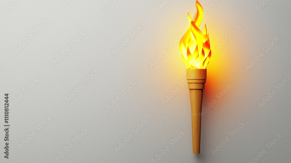 Poster bright flame torch on gray background design element