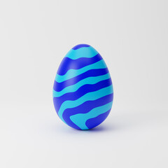 Colorful decorated Easter egg isolated over white background. Mockup template. 3d rendering.