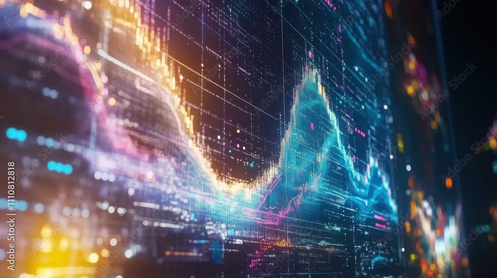 Poster abstract data visualization with colorful digital graph and charts