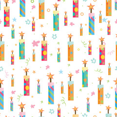 Happy birthday seamless pattern, celebration gift vector illustration 