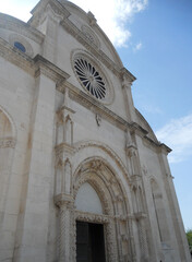 Beautiful church facade in bright daylight