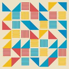 Obraz premium Modern Bauhaus Geometric Pattern with Triangles and Stripes