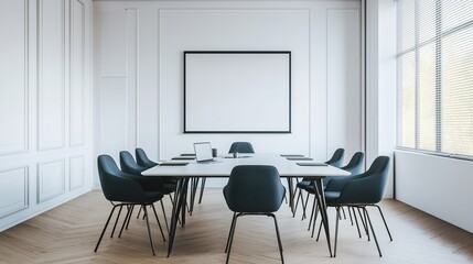 Business meeting room with vacant chairs, symbolizing the importance of preparation and anticipation in professional environments.