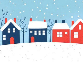 winter landscape with houses