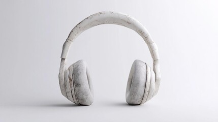 Distressed White Headphones Audio Music Listening Device