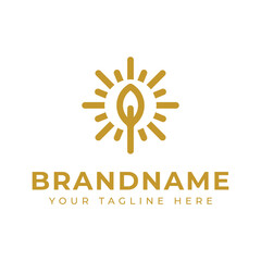 Golden Leaf Sun Modern Logo, symbolizing energy, growth, and nature