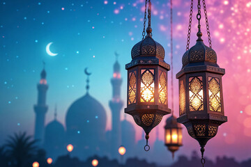 Obraz premium Islamic background for Ramadan and Eid Mubarak
