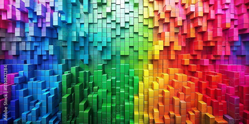 Aufkleber vibrant abstract multi-colored background in pixel style showcasing a rainbow spectrum for creative 