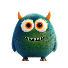 Blue Cartoon Monster Digital Illustration for Kids' Animation & Gaming