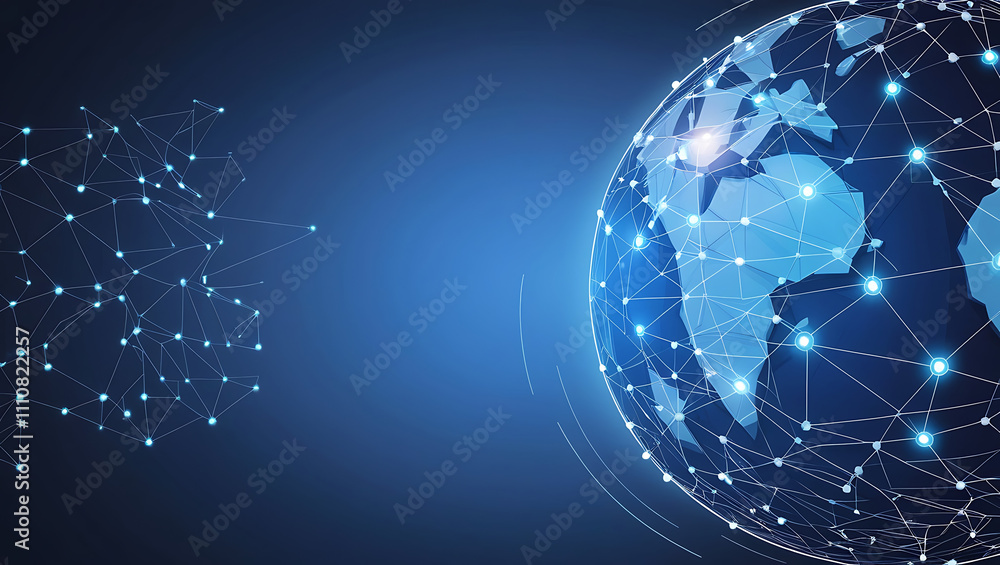 Aufkleber networked globe symbolizing global connectivity and technology background, digital globe with networ