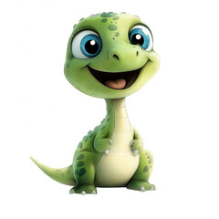 Fototapeta premium Stylized Green Lizard Character with Big Eyes Cartoon Style Flat Design