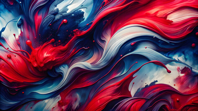 Crimson and Navy Ink Brushstrokes in Abstract Composition. Perfect for: Art showcases, Contemporary decor, Bold branding