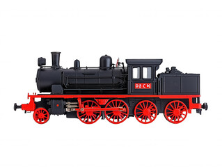 Vintage Steam Locomotive Digital Art: LNWR Red Wheel Classic Train Illustration