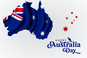 Happy Australia day with Australia flag on map Australian texture background vector design