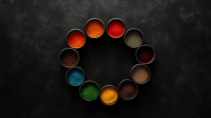 Colorful Spice Circle on Dark Slate Background © Infinite Art Labs