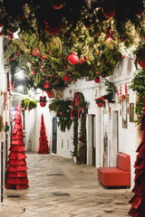 christmas tree and decorations on the street