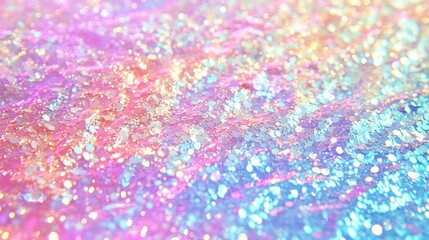 Fototapeta premium Holographic background with sequins and glitter paste pink and silver gold shimmer background