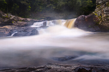 Water fall in a tropical evergreen forest in Ranomafana Madagascar