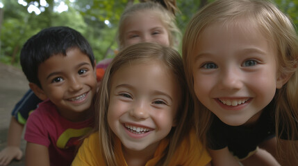 Obraz premium Joyful Children Playing Outdoors on a Sunny Day