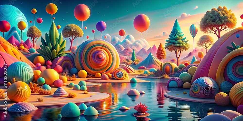Poster vibrant summer themed 3d abstract background featuring colorful shapes and fluid patterns evoking a 