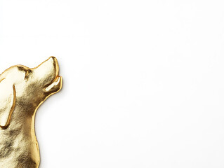 Obraz premium Silhouette golden dog statue on white background