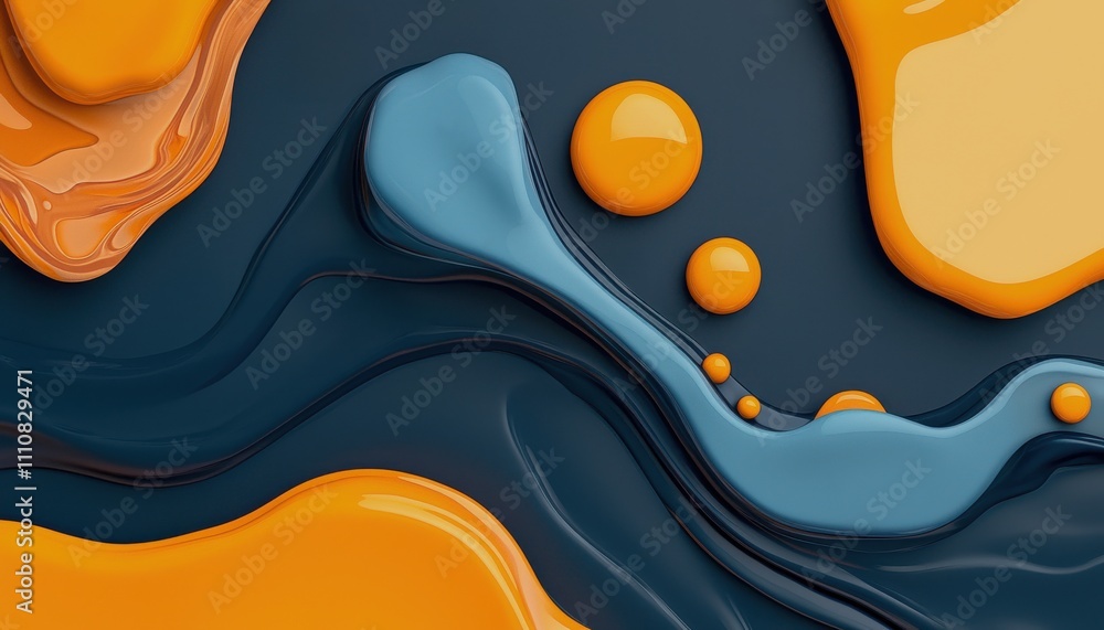 Leinwandbilder a vibrant abstract design featuring swirling blue and orange paint on a dark background, creating a 