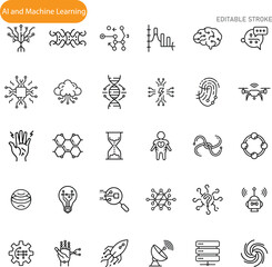 AI and Machine Learning Icons Data, Technology, and Innovation