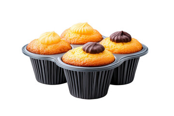 Freshly Baked Mini Muffin Tower on White Cupcake Holders