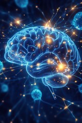 Obraz premium Illuminated Brain Neural Network Connections