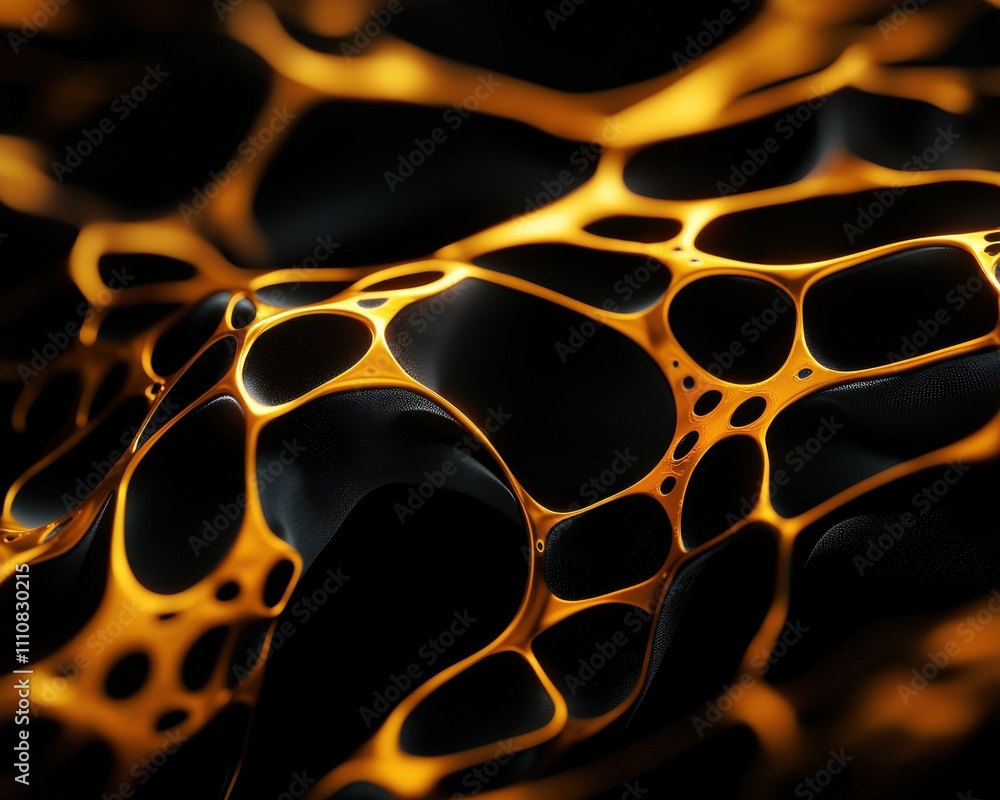 Aufkleber a close-up view of a black and gold textured surface, showcasing intricate patterns resembling bubbl
