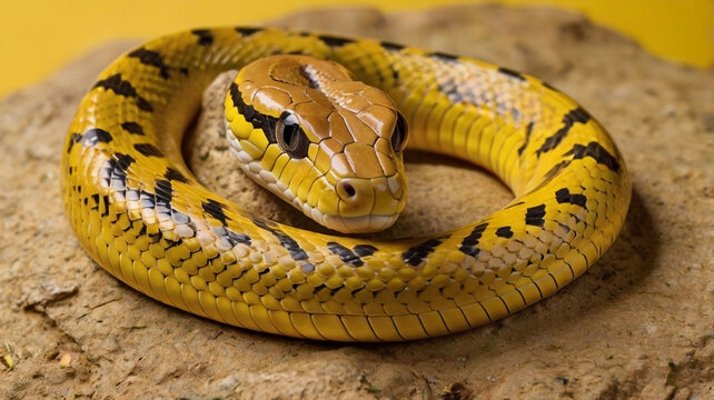 yellow snake on a yellow background
