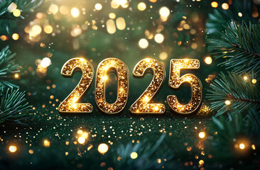 New Year, New Beginnings The Golden 2025. Golden Celebrations Welcome to 2025. Sparkling New Year 2025
