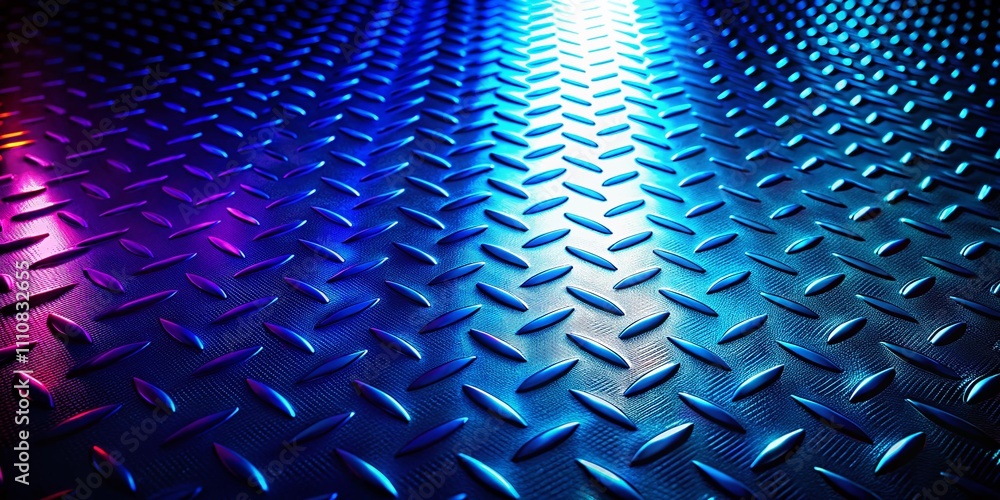 Poster vintage style abstract photography of blue and black light patterns with gradient on a modern metal 