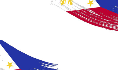 Philippines Flag with Brush Stroke Effect, Grunge brush stroke. Watercolor painting flag