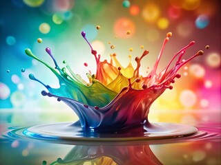 Vintage Style Colorful Paint Splash Isolated on White Background - Dynamic Artistic Expression with Bright Hues for Creative Projects and Designs