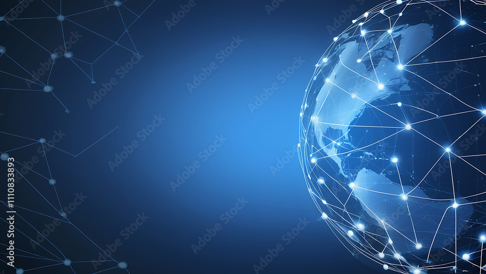Aufkleber networked globe symbolizing global connectivity and technology background, digital globe with networ