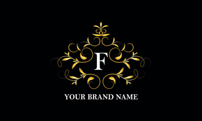Elegant sophisticated logo with initial letter F. Vintage monogram, business sign, symbol. Vector illustration.